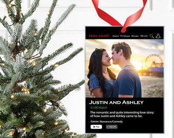 Décoration personnalisée, affiche de film personnalisée pour décorations d'arbre de Noël avec photo et noms, cadeau romantique, meilleur cadeau de Noël