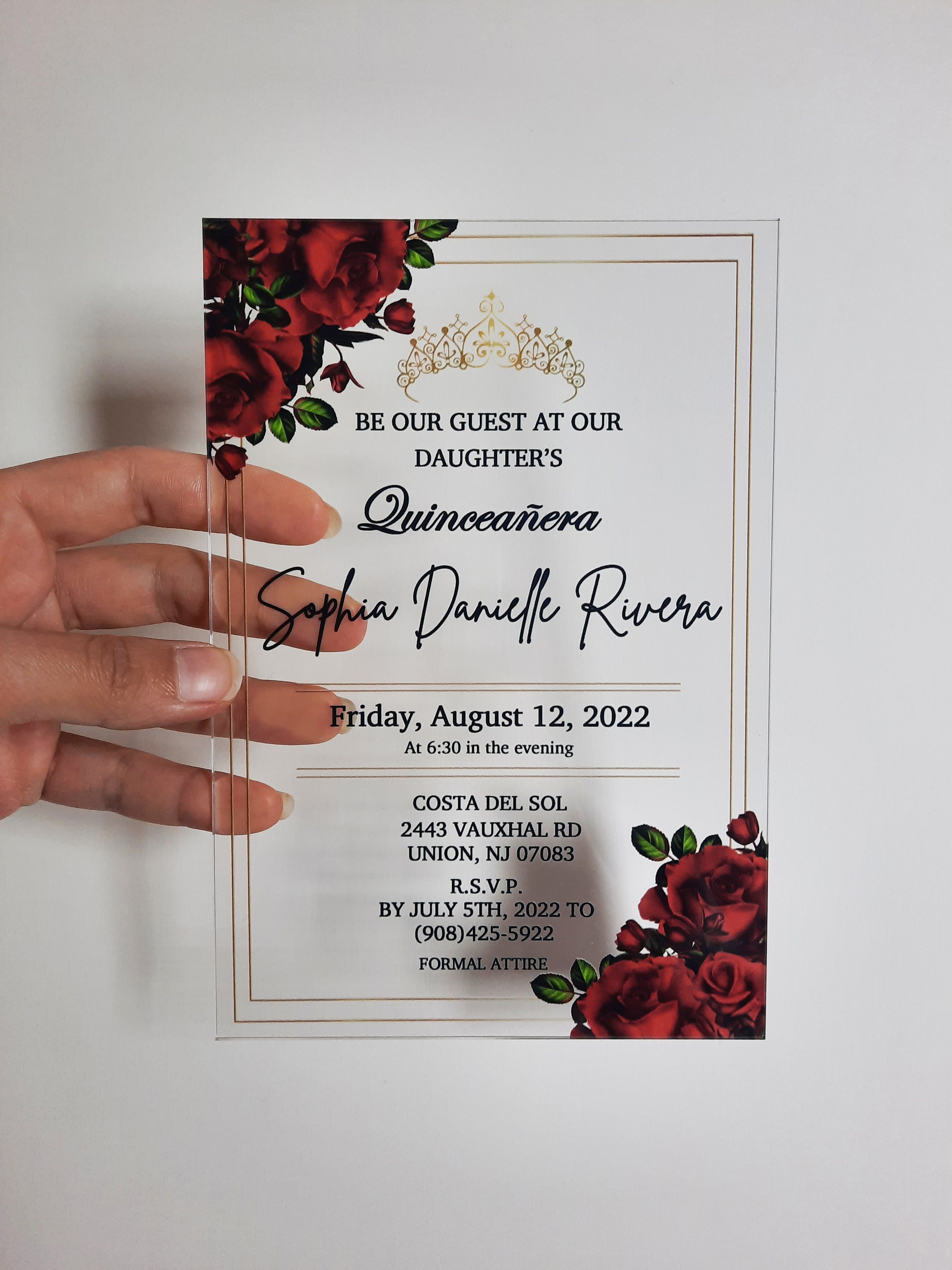 Rose Gold Mirror Acrylic Wedding Invitation, Invitation for a Luxury Event  — Sofia Invitations and Prints