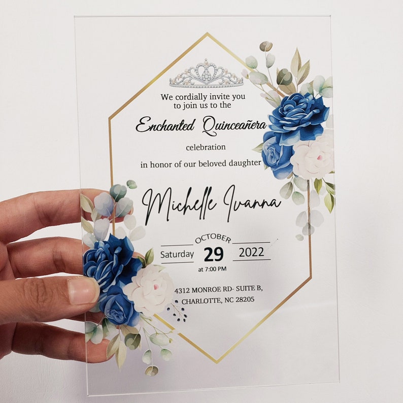 acrylic invitation for quinceanera