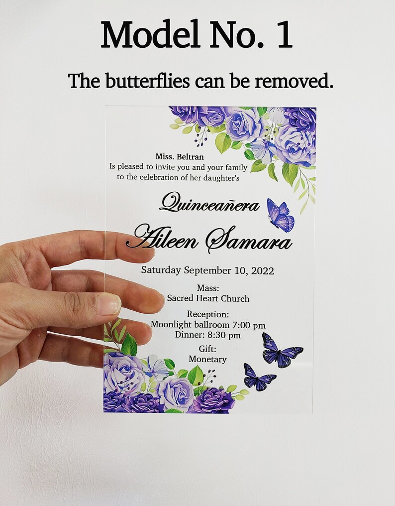 Quinceanera Invitation Acrylic Invitations Clear Invitations Etsy