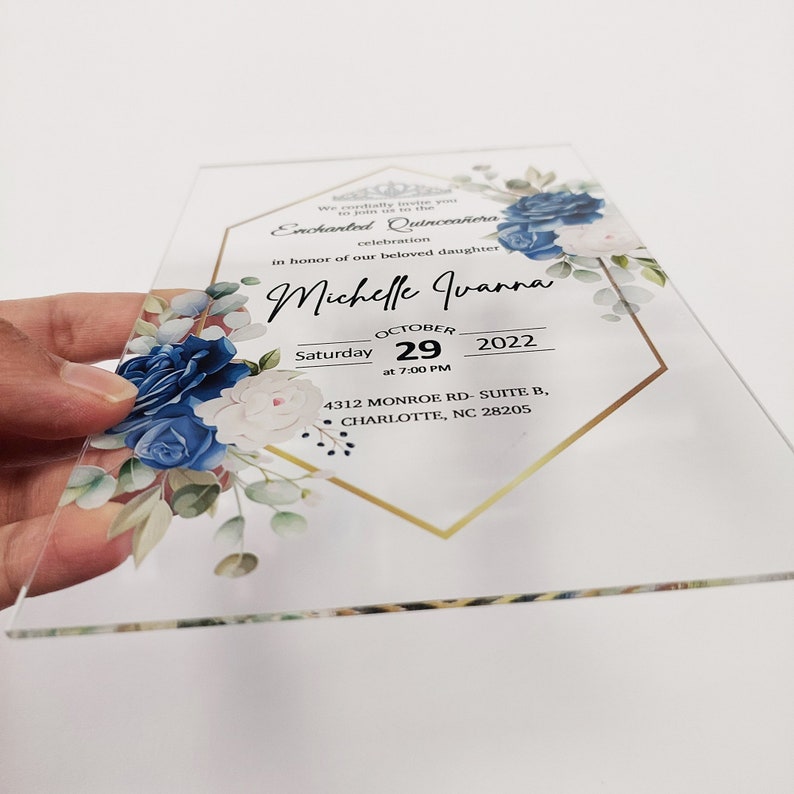 wedding invitation in acrylic