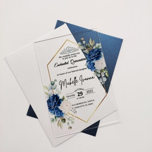 blue invitation in acrylic