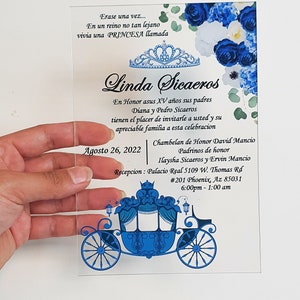 Cinderella Invitations for Quinceanera on Acrylic Glass, Princess Carriage Invitations, carriage model