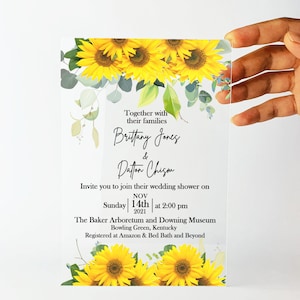 Wedding Invitation, Sunflower Designed Invitation, Wedding invitation on Acrylic, Invitacion Girasol, Invitacion de Boda, Invitacion 15 anos