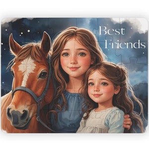 Personalized Kids&#39; Puzzle, 30-Piece, Girl and Horse Jigsaw Puzzle, Puzzle for Toddlers, Equestrian Activity, Pony Lover Gift, Horse Puzzle
