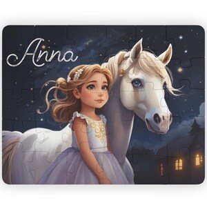 Personalized Kids&#39; Puzzle, 30-Piece, Girl and Horse Jigsaw Puzzle, Puzzle for Toddlers, Equestrian Activity, Pony Lover Gift, Horse Puzzle