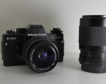 Set Fotocamera Praktica B100 elektronische + Pentacon Prakticar 35-70 + 70-210 reflex camera