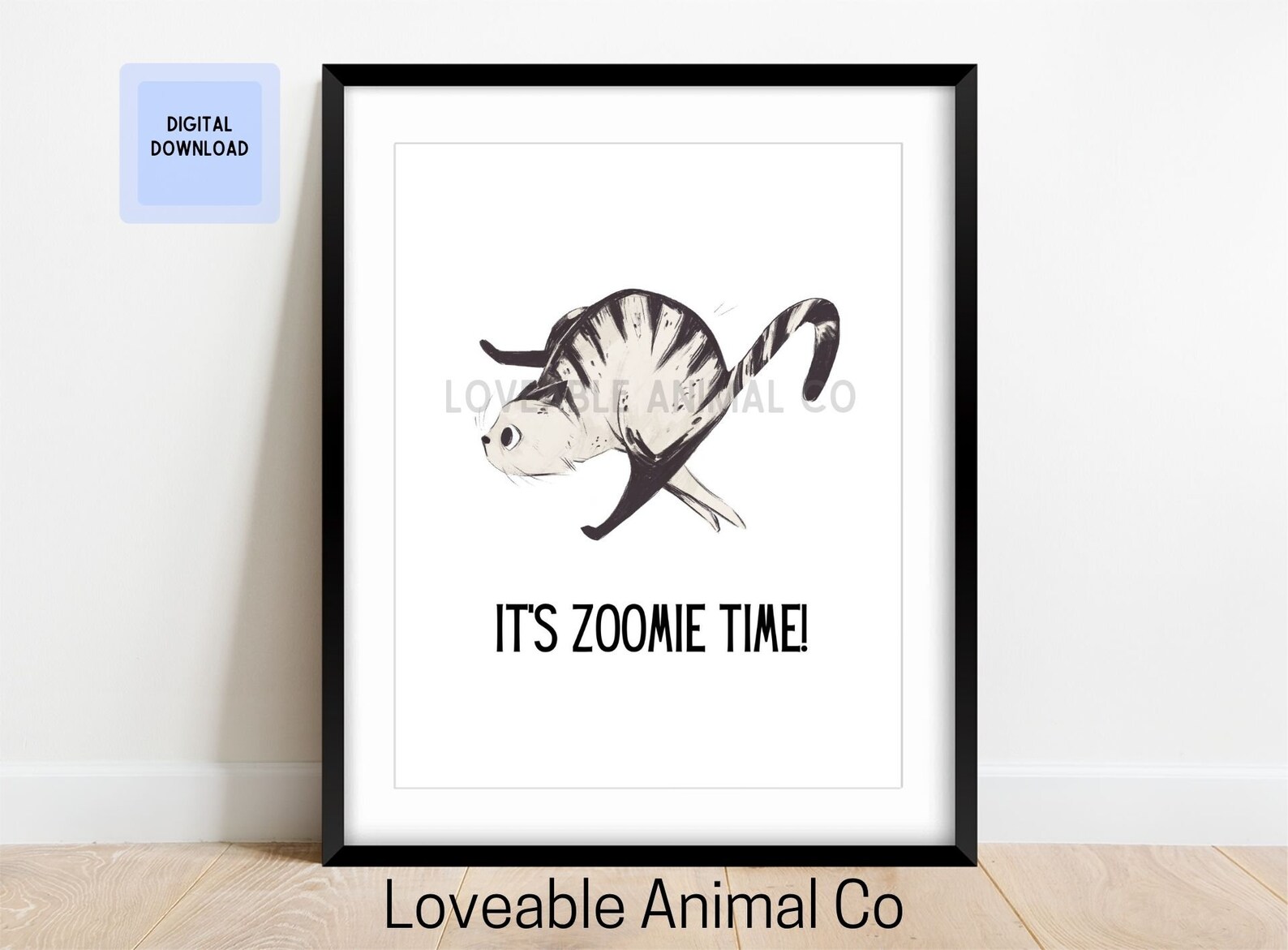 Cat Zoomies It's Zoomie Time Cat Digital Poster Cat Etsy