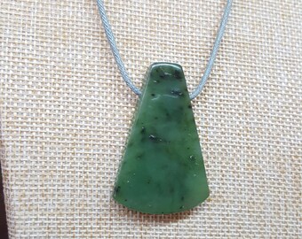 Nephrite - trapeze incl. cotton ribbon, healing stone energetically tested, energy jewelry