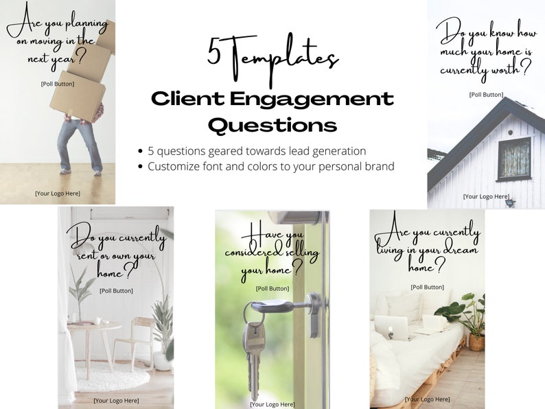 30 Real Estate Instagram Story Polls Editable in Canva Etsy