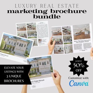 Luxury Real Estate Brochure Template Bundle: Canva Realtor Flyers