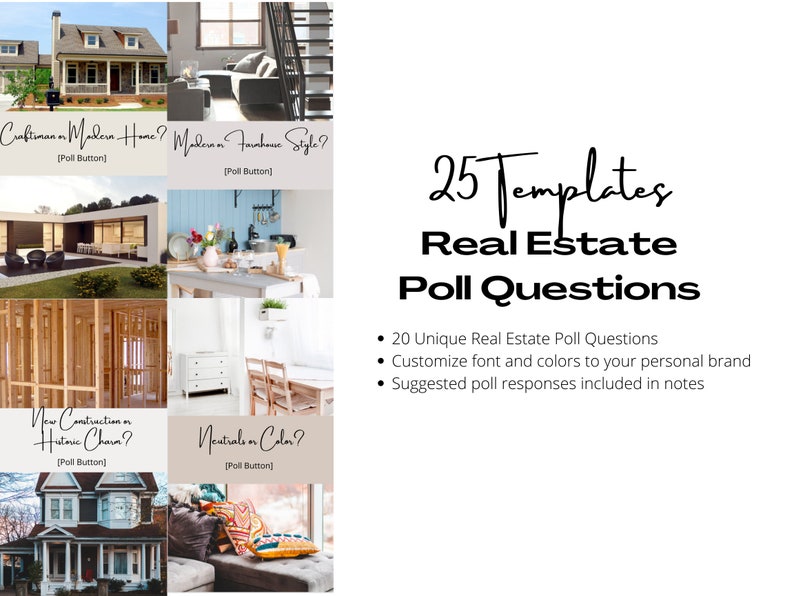 30 Real Estate Instagram Story Polls Editable in Canva Etsy