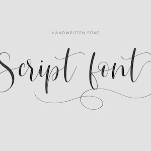 May include: Handwritten script font in black on a light gray background. The text reads "Script font" with the word "font" in a larger size than the word "script".