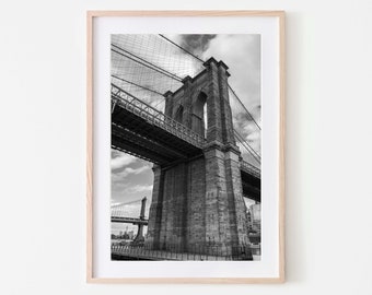 Black and White Brooklyn Bridge New York City - Photography print art decor