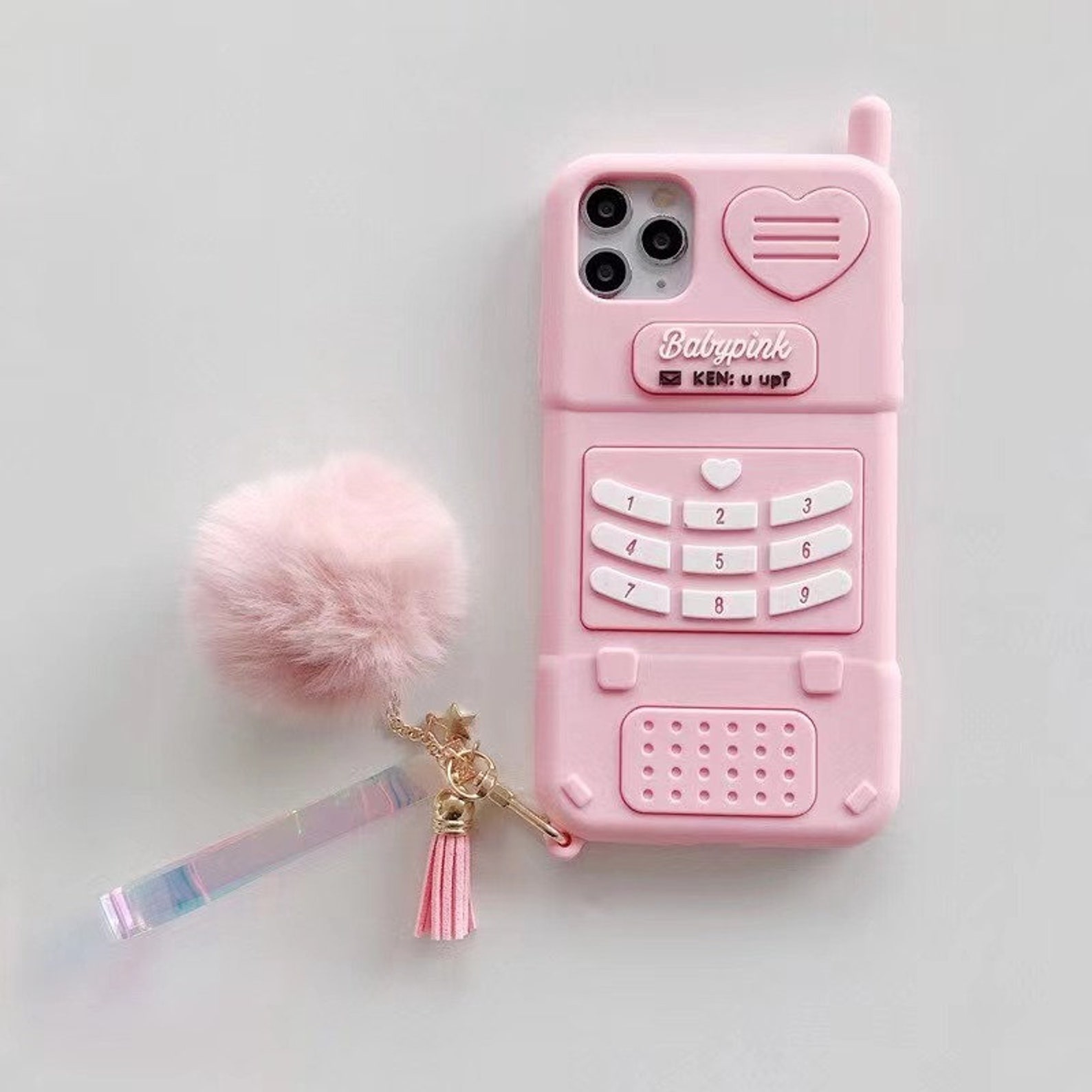 3D Cute Cell Phone Design Phone Case with Plush Pendant Etsy