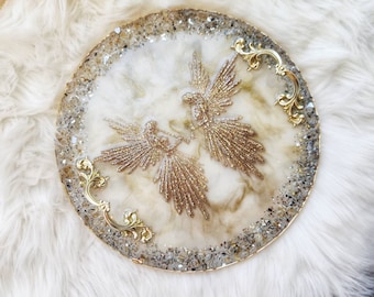 Angel Inspired Marble Resin Tray | Serving Tray | Vanity Tray | Mother&#39;s Day Gift