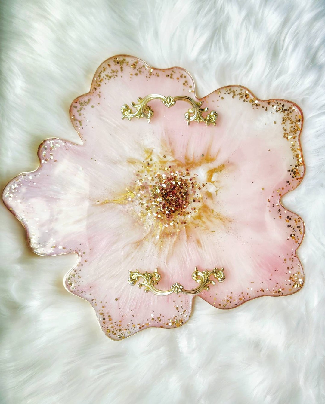 Luxury Flower Resin Tray Serving Tray Vanity Tray Table Etsy