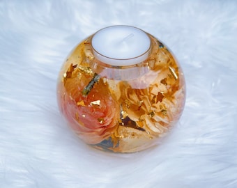 Candle Holder | Wedding Bouquet Preservation |Modern Dried Flower Art | Wedding Flowers in Resin Art