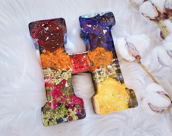 Custom Letter Block | Wedding Bouquet Preservation | Modern Dried Flower Art | Wedding Flowers in Resin Art