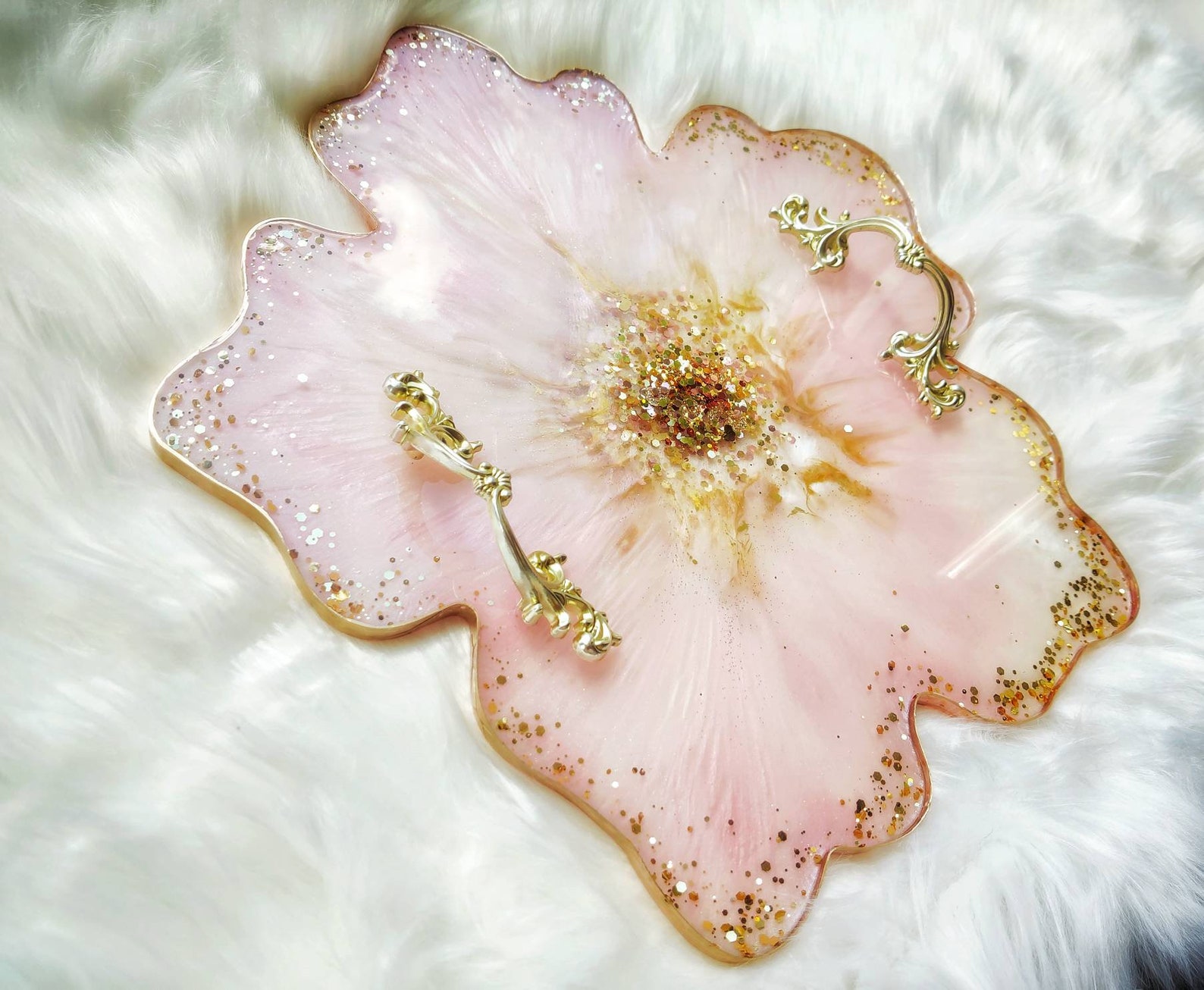 Luxury Flower Resin Tray Serving Tray Vanity Tray Table Etsy