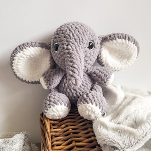 Cute Stuffed Elephant, Handmade elephant Plushie, Crochet Elephant, Nursery Decor, Baby Shower Gift, Teddy Bear, Crochet Animal Stuffie