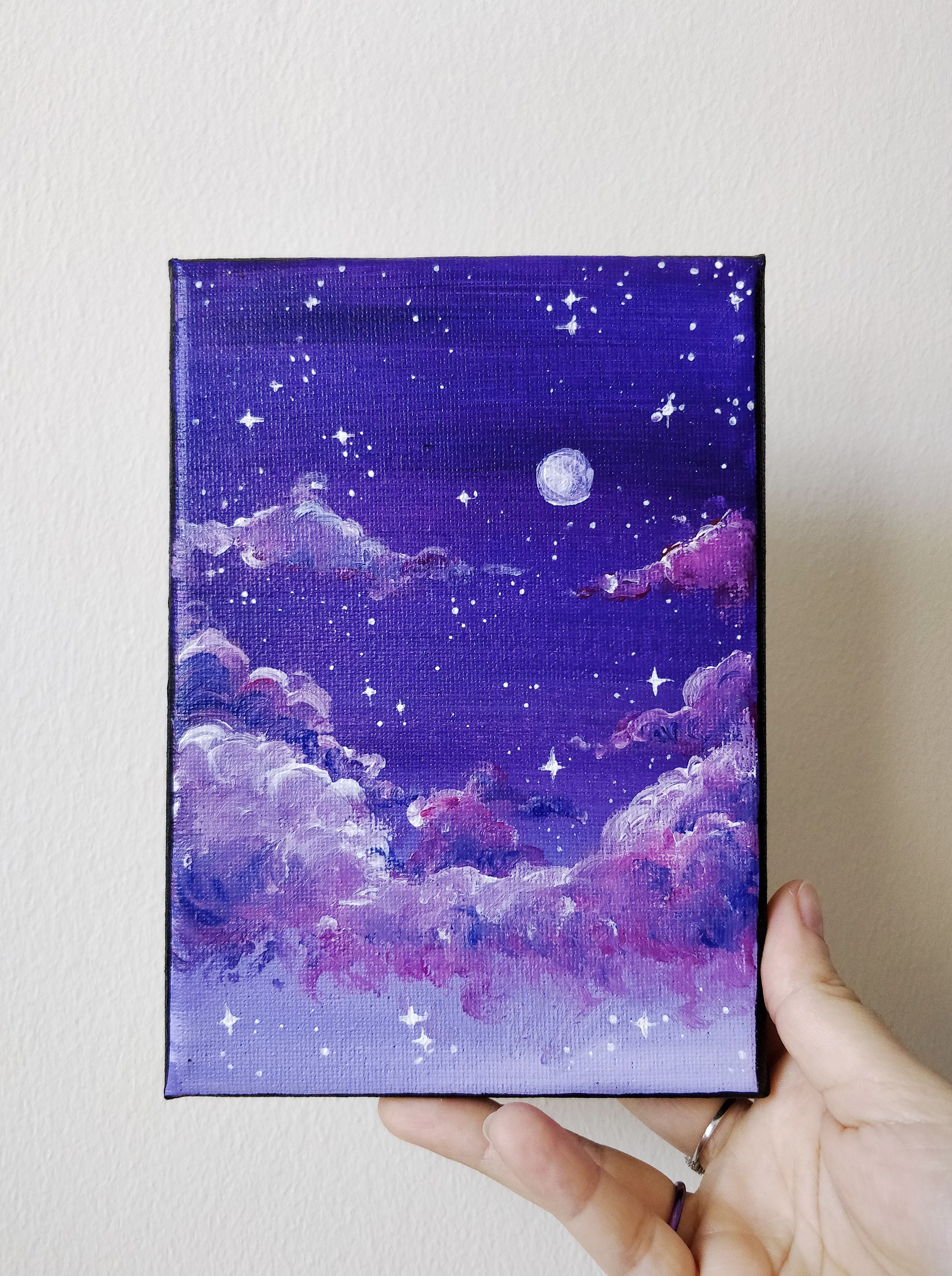 Small Acrylic Painting starry Night Dreamscape Original Painting