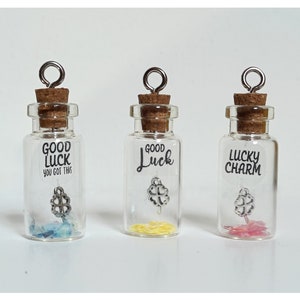 Message dans une bouteille porte-bonheur, amulette portable, cadeau amusant, pendentif en verre porte-bonheur trèfle à quatre feuilles