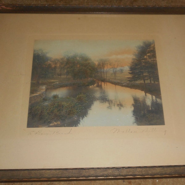 A Barre Brook by Wallace Nutting Hand Tinted Photo Framed