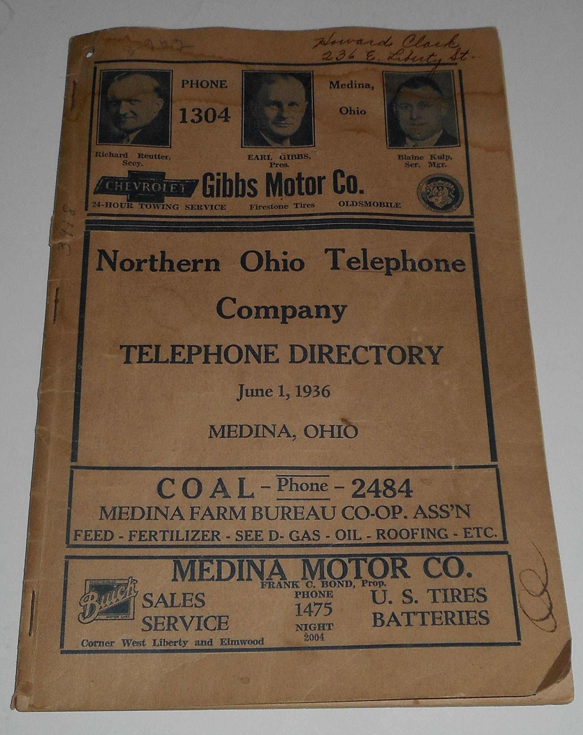 1936 Medina Ohio Telephone Directory Northern Ohio Telephone Etsy