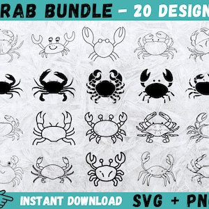 Crab SVG, Crab Clipart, Svg Files for Cricut, Seafood Svg, Crab Silhouette, Crab Png, Crab Cricut File, Beach Svg, Digital Download, Vector