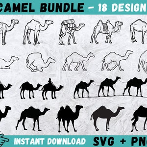 Cammello SVG, Clipart cammello, Animale del deserto Svg, File di taglio cammello, Silhouette cammello, File vettoriale cammelli, Monogramma cammelli Svg, Cammelli Cricut, Png
