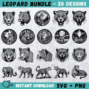 Leopard SVG, Leopard Head Cricut, Leopard Head Svg Bundle, Leopard Monogram, Leopard Head Silhouette, Leopard Clipart, Png, Instant Download
