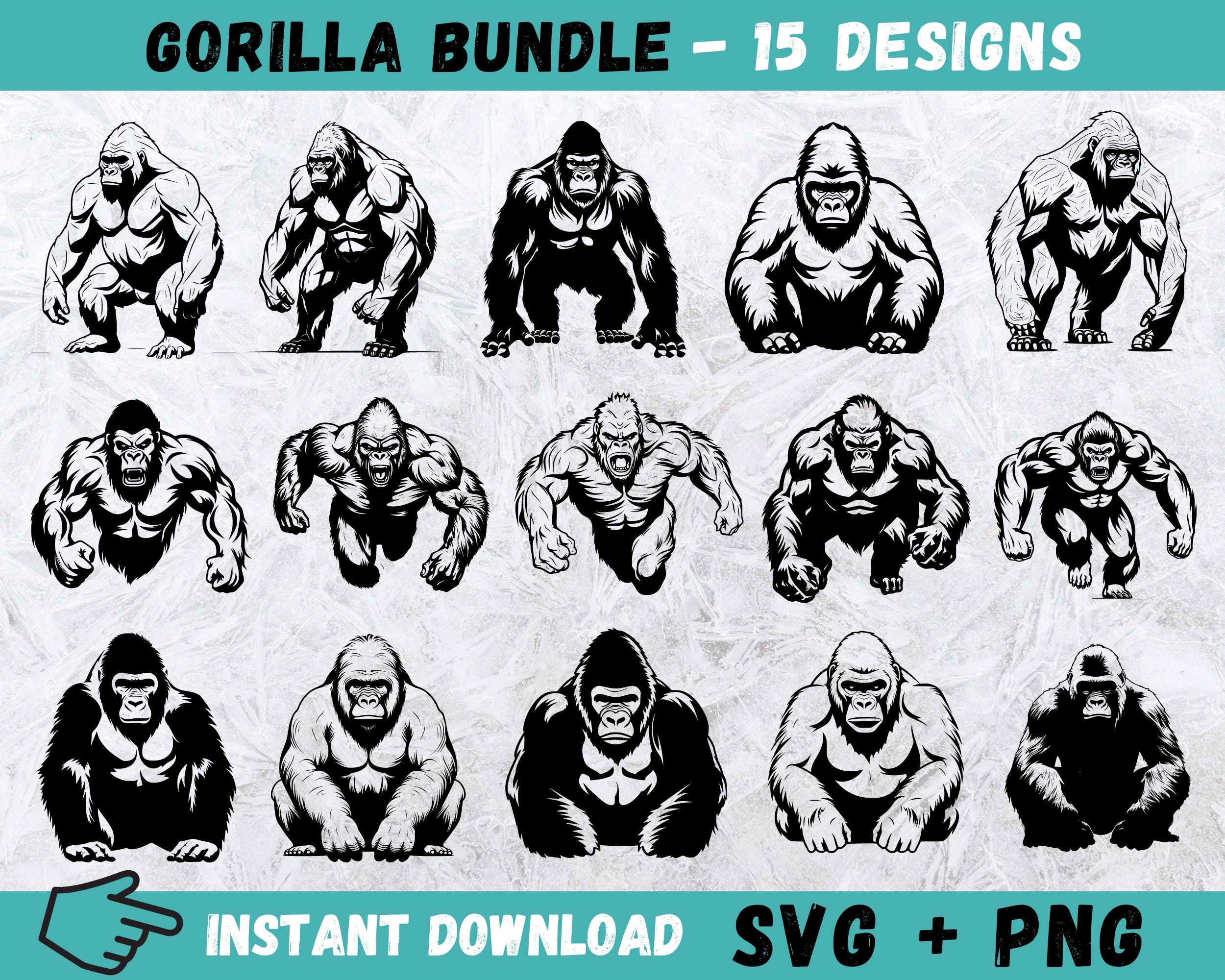 Gorilla SVG Bundle, Gorilla Cricut, Gorilla Gesicht SVG, Gorilla Gesicht Cricut, King Kong SVG, Gorilla Silhouette, Gorilla geschnitten Datei, Vektor, Png