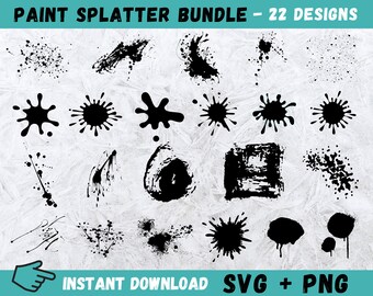 Splatter SVG Bundle, Paint Splatter Cut Files, Dxf, Png, Eps, Splatter ...
