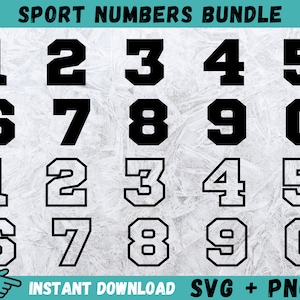 Jersey Numbers Svg, Sport Numbers SVG, Sport Numbers Cricut, College Font Svg, Football Font Svg, Numbers Cricut, Silhouette, Cut Files, PNG