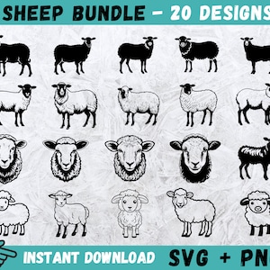 Mouton SVG, Clipart mouton, fichiers Svg pour Cricut, tête de mouton Svg, Silhouette d'agneau, tête d'agneau Cricut, fichier Cricut d'agneau, téléchargement numérique, Png