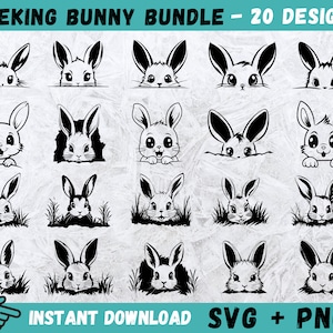 Peeking Bunny SVG, tête de lapin Cricut, mignon lapin Svg, Silhouette de lapin, lapin couper fichier, Clipart lapin, Svg de lapin de Pâques, téléchargement immédiat