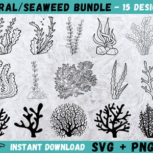 Coral SVG, Seaweed Svg, Corals Svg Bundle, Seaweed Svg Bundle, Ocean Svg, Sea Plants SVG, Marine Nature Svg, Sea Svg, Seaweed Cricut,Svg,Png