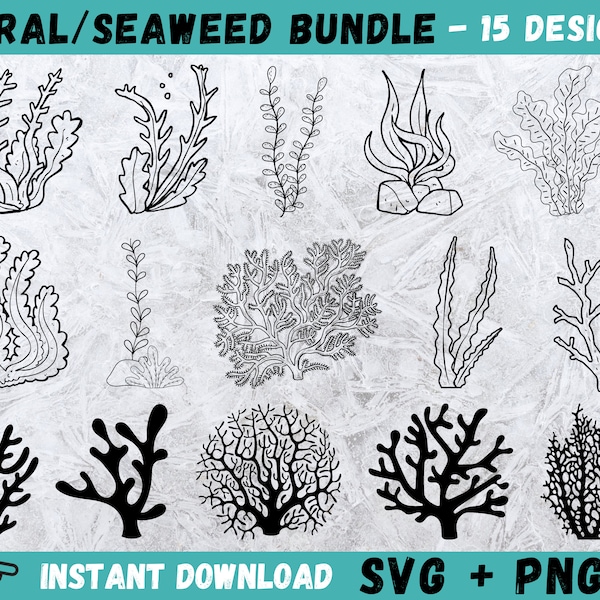 Coral SVG, Seaweed Svg, Corals Svg Bundle, Seaweed Svg Bundle, Ocean Svg, Sea Plants SVG, Marine Nature Svg, Sea Svg, Seaweed Cricut,Svg,Png