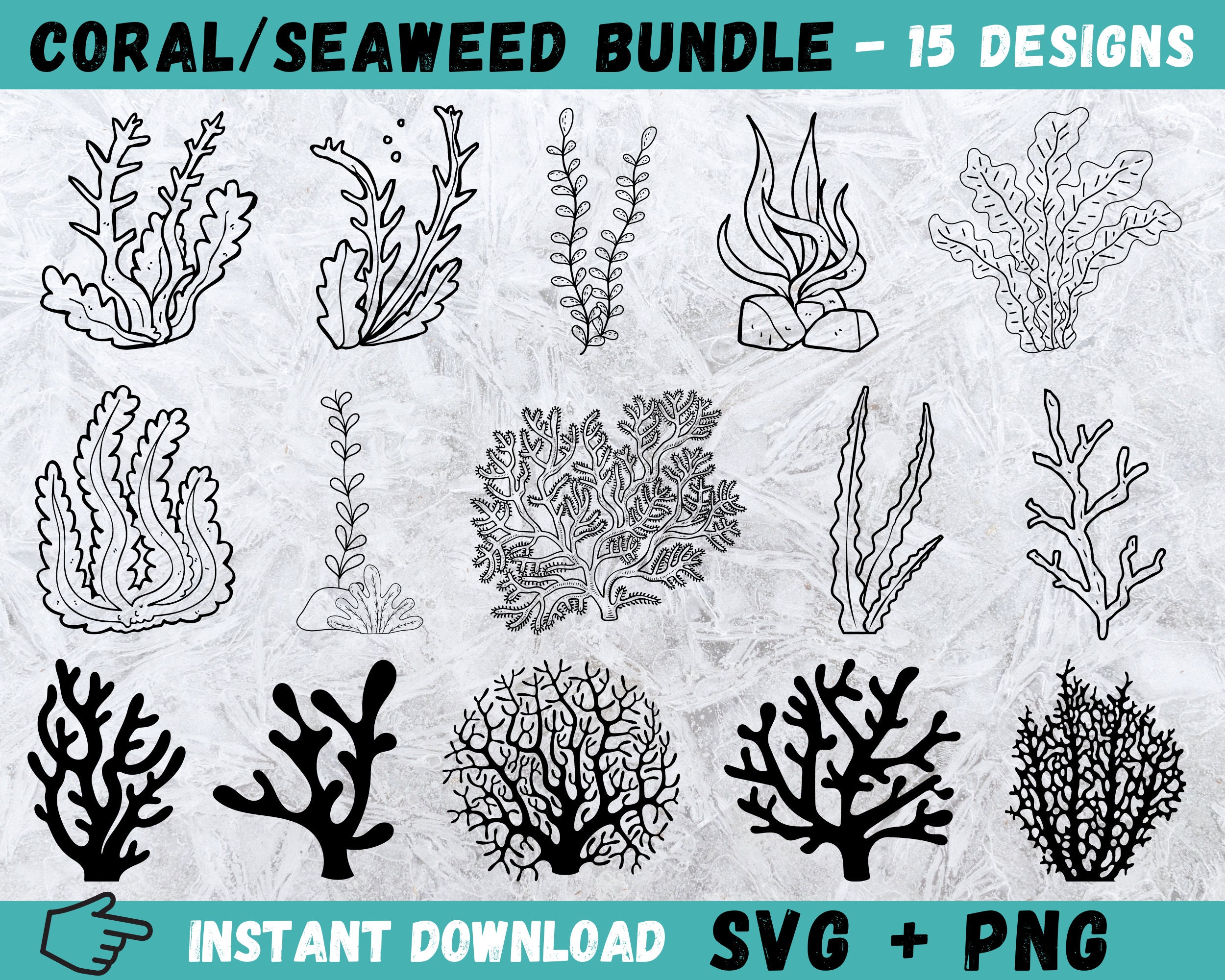 Ocean Pastel Coral, Seaweed, and Kelp Cutouts I Under the Sea