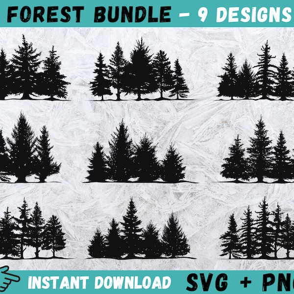 Forest SVG, Outdoor SVG, Forest Svg Bundle, Forest Clipart Bundle, Forest Silhouette, Trees Svg, Trees Silhouette Svg, Forest Cricut, PNG