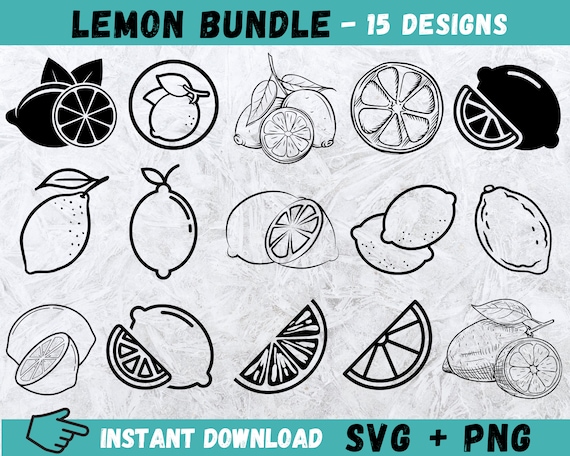 Lemon SVG Bundle: Hand-Drawn Fruit Designs (Digital Download)