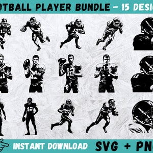 Jugador de fútbol SVG, Fútbol americano SVG, Fútbol Cricut, Clipart de jugador de fútbol, Archivos de corte para Cricut, Silueta de fútbol, NFL Svg, Png