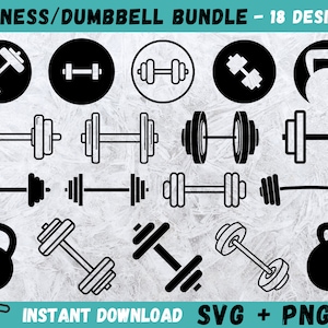 Dumbbell SVG Bundle, Fitness Svg, Dumbbell Cricut, Weight Svg, Barbell Svg, Kettlebell Svg, Muscle Svg, Fitness Clip Art, Gym Silhouette,PNG