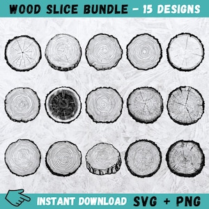 Houtsnede SVG, houten ring silhouet, boomringen bundel SVG, hout gesneden clipart, hout logboek SVG, gesneden bestand, gesneden SVG-bestanden, instant download, png