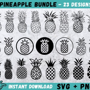Ananas SVG, Ananas Bundle SVG, Clip Art, Ananas Cricut, Ananas Monogramm SVG, Ananas Vektor, Ananas Silhouette, Clipart, PNG