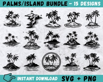 Palm Tree Island SVG Bundle: Beach Scene Clipart (Digital Download)
