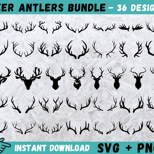 Deer Antlers SVG, Deer Antlers Clipart, Antlers Svg, Deer Antlers Cut File, Antlers Cricut, Hunting Svg, Wildlife Svg, Digital Download, Png