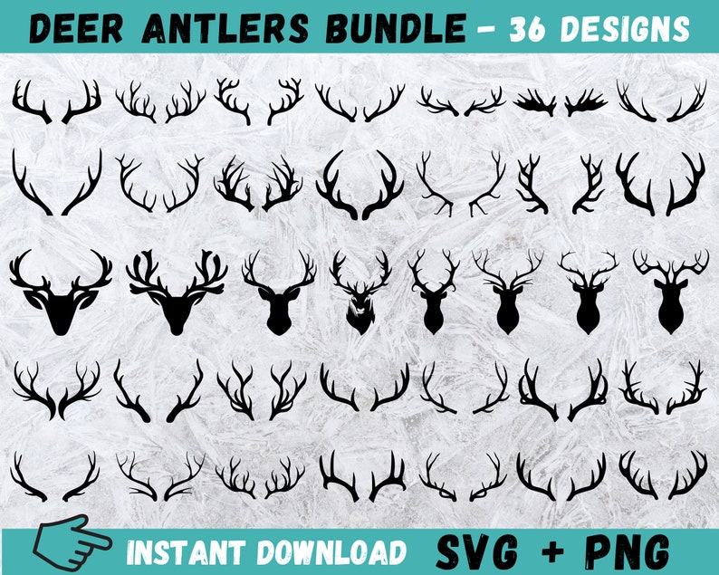 Deer Antlers SVG, Deer Antlers Clipart, Antlers Svg, Deer Antlers Cut File, Antlers Cricut, Hunting Svg, Wildlife Svg, Digital Download, Png image 1