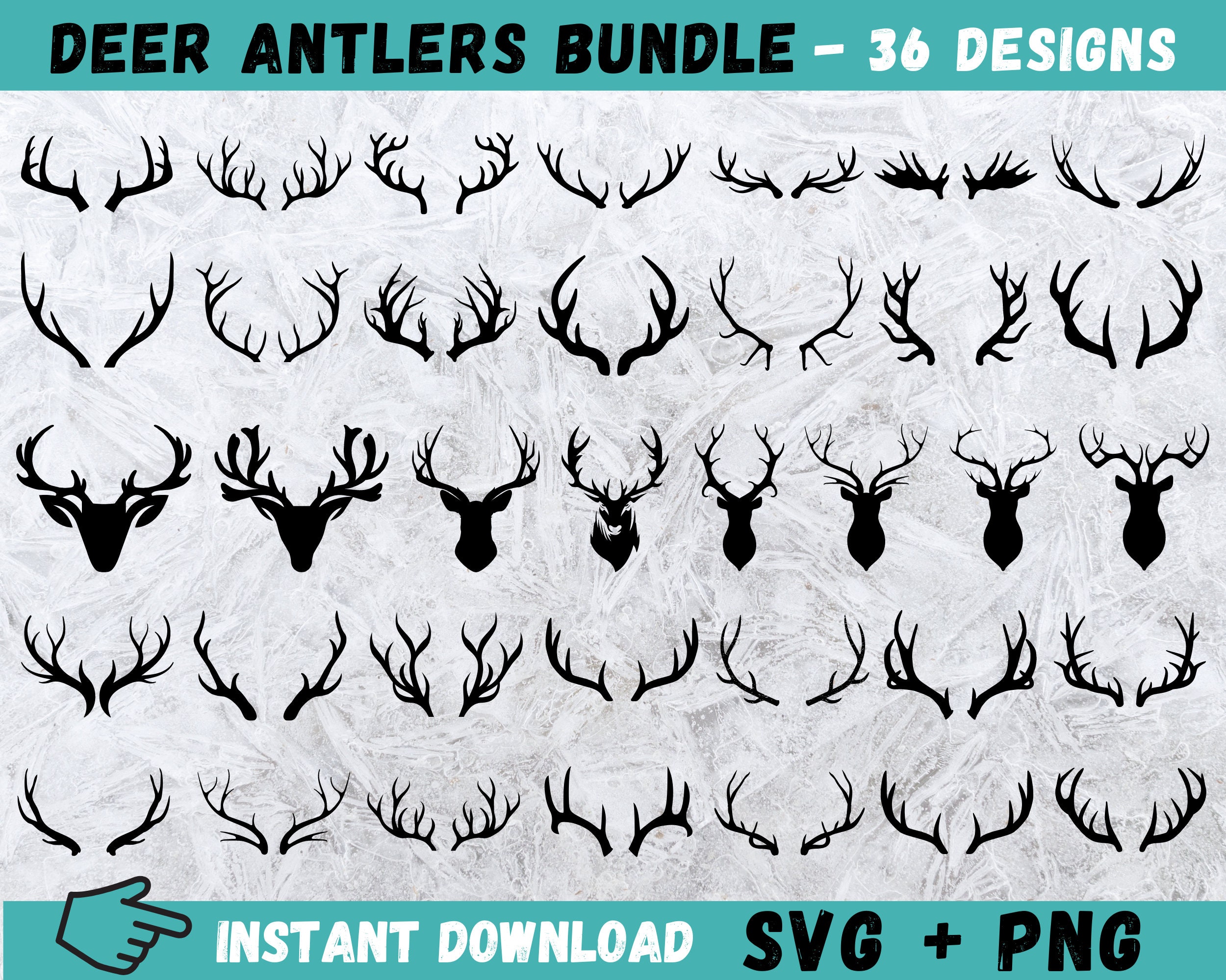 Deer Antlers SVG, Deer Antlers Clipart, Antlers Svg, Deer Antlers Cut File,  Antlers Cricut, Hunting Svg, Wildlife Svg, Digital Download, Png 